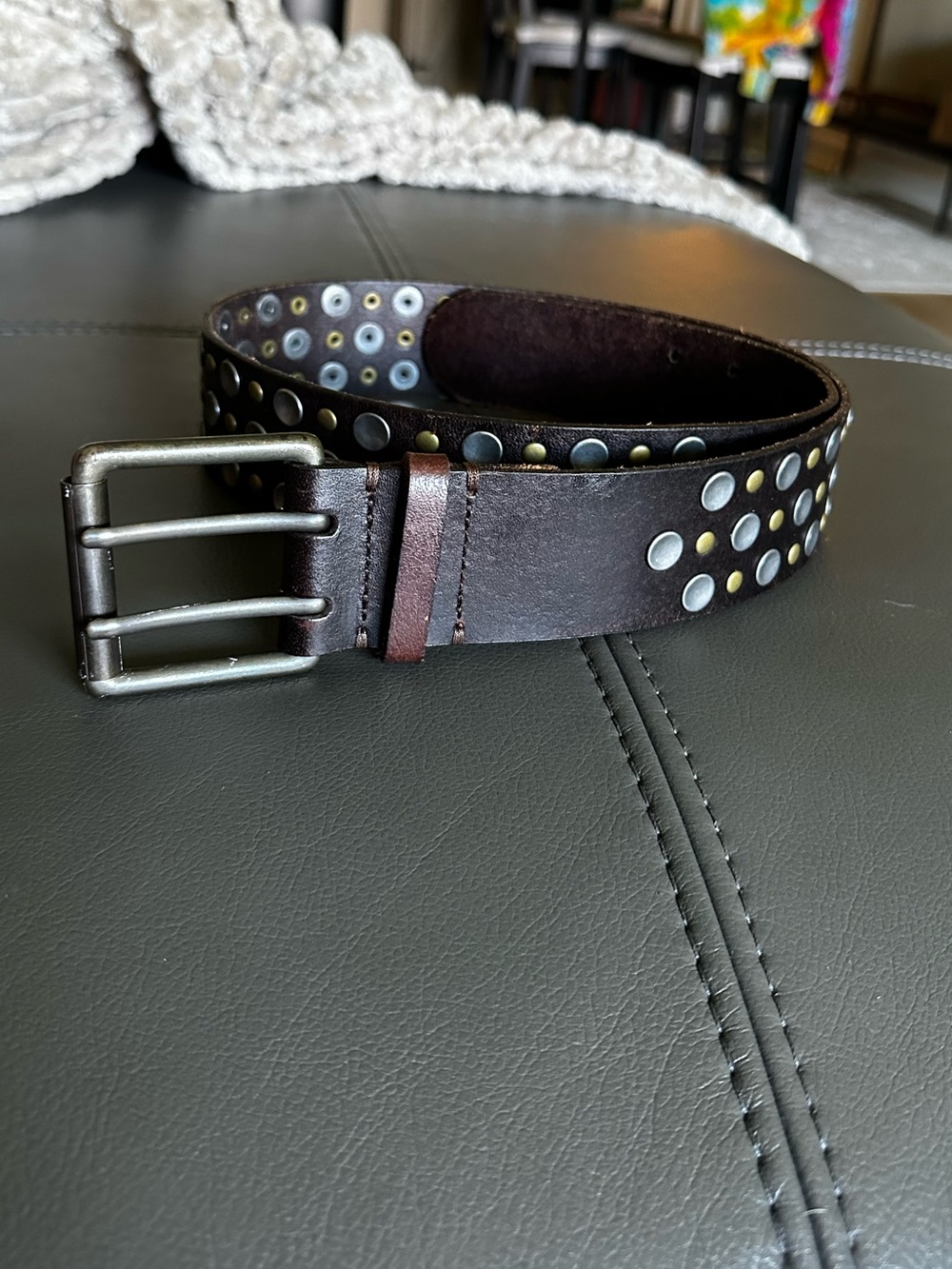 Brown Studded Leather Belt